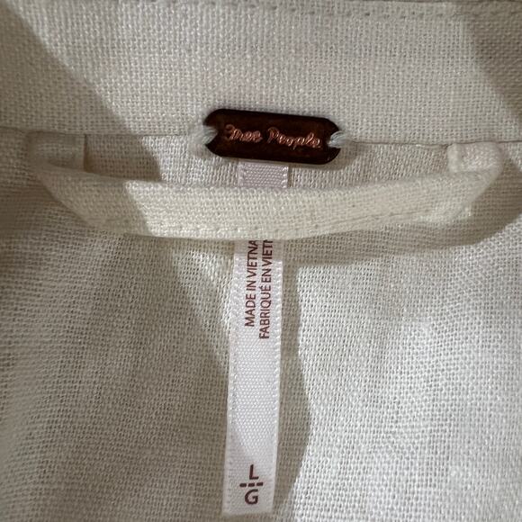 Free People Linen Blend Belted Blazer Jacket Ivory Size Large - Picture 3 of 8